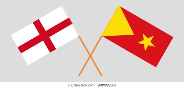 Crossed flags of England and Tigray. Official colors. Correct proportion