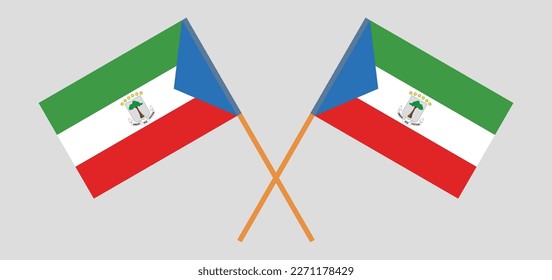 Banderas cruzadas de Guinea Ecuatorial. Colores oficiales. Proporción correcta. Ilustración del vector