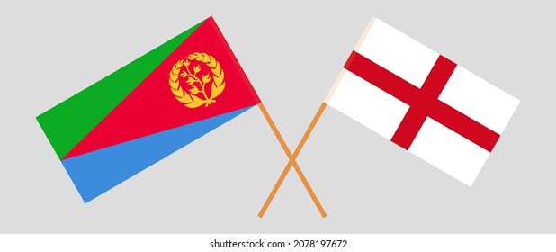 Crossed flags of Eritrea and England. Official colors. Correct proportion