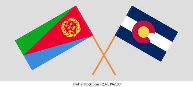 Crossed flags of Eritrea and The State of Colorado. Official colors. Correct proportion