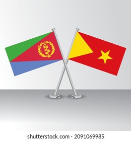 Banderas cruzadas de Eritrea y Tigray. Colores oficiales. Proporción correcta. Diseño de pancartas