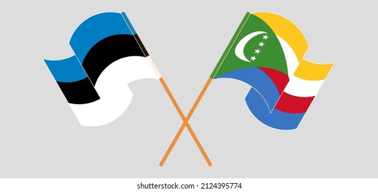 
Crossed flags of Estonia and the Comoros. Official colors. Correct proportion. Vector illustration
