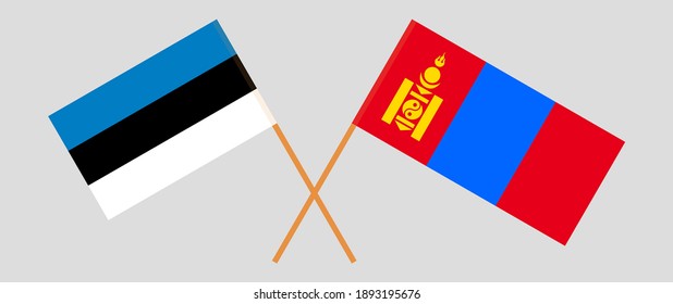 Crossed flags of Estonia and Mongolia