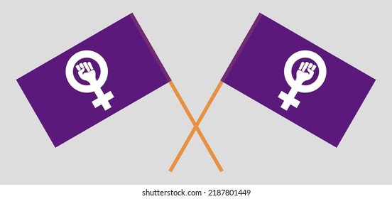 Banderas cruzadas de feminismo. Ilustración del vector
