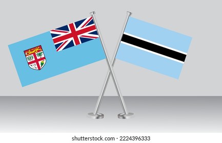 Crossed flags of Fiji and Botswana. Official colors. Correct proportion. Banner design