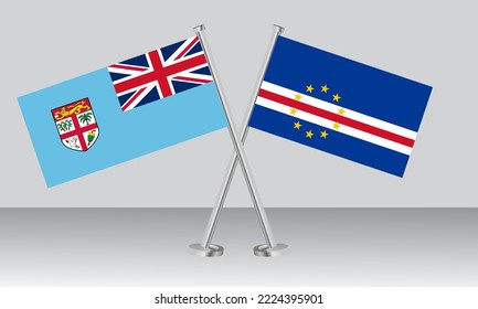 Crossed flags of Fiji and CAPE VERDE. Official colors. Correct proportion. Banner design