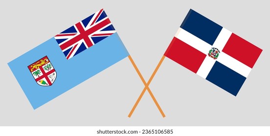 Crossed flags of Fiji and Dominican Republic. Official colors. Correct proportion. Vector illustration
