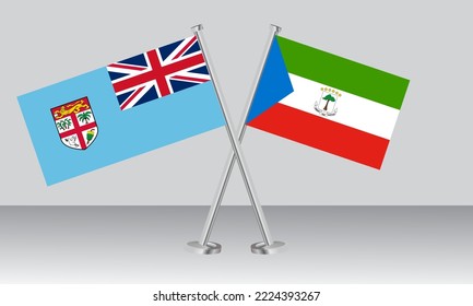 Crossed flags of Fiji and Equatorial Guinea. Official colors. Correct proportion. Banner design