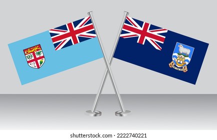 Crossed flags of Fiji and Falkland Islands. Official colors. Correct proportion. Banner design