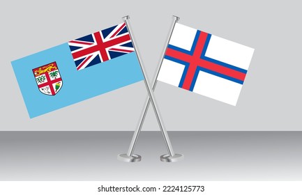 Crossed flags of Fiji and Faroe Islands. Official colors. Correct proportion. Banner design