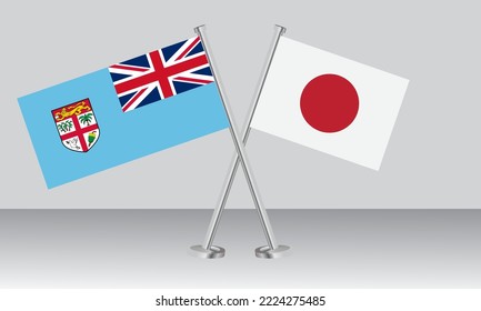 Crossed flags of Fiji and Japan. Official colors. Correct proportion. Banner design