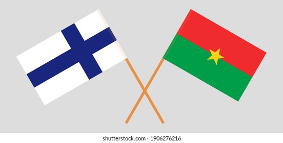 Crossed flags of Finland and Burkina Faso