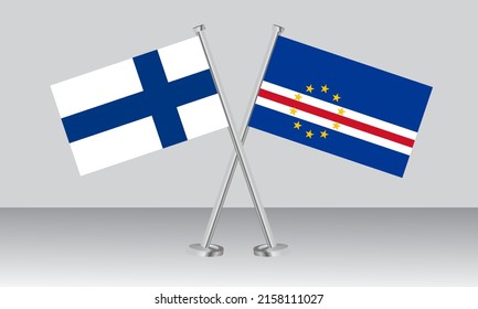 Crossed flags of Finland and CAPE VERDE. Official colors. Correct proportion. Banner design