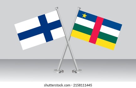 Crossed flags of Finland and Central African Republic. Official colors. Correct proportion. Banner design