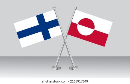 Crossed flags of Finland and Greenland. Official colors. Correct proportion. Banner design