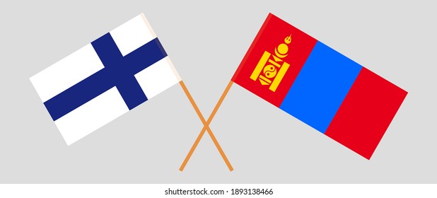 Crossed flags of Finland and Mongolia