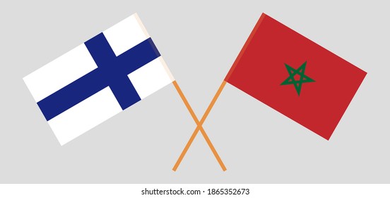 Crossed flags of Finland and Morocco