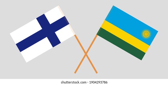 Crossed flags of Finland and Rwanda