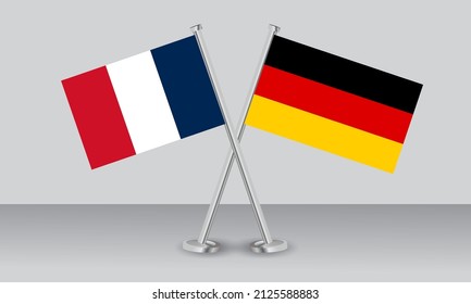 Crossed flags of France and Germany. Official colors. Correct proportion. Banner design