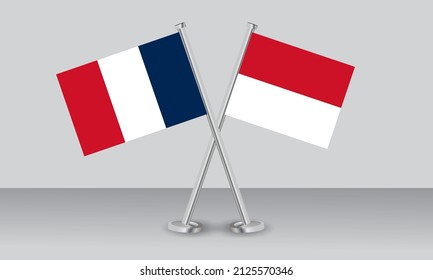Crossed flags of France and Monaco. Official colors. Correct proportion. Banner design