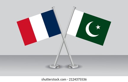 Crossed flags of France and Pakistan. Official colors. Correct proportion. Banner design