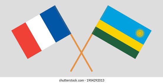 Crossed flags of France and Rwanda