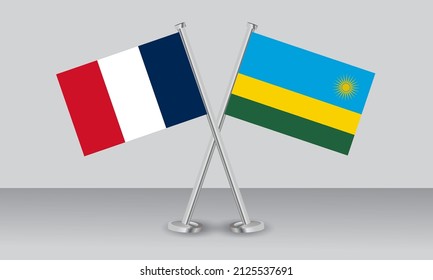 Crossed flags of France and Rwanda. Official colors. Correct proportion. Banner design