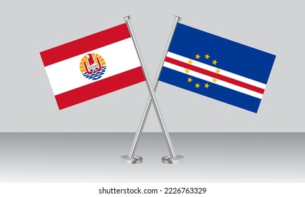 Crossed flags of French Polynesia and CAPE VERDE. Official colors. Correct proportion. Banner design