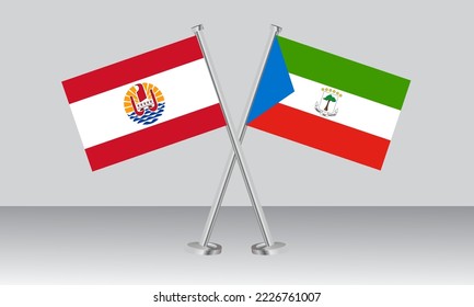 Crossed flags of French Polynesia and Equatorial . Official colors. Correct proportion. Banner design