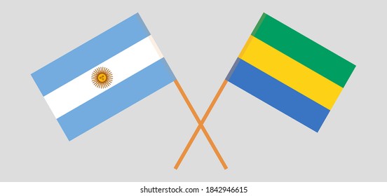 Crossed flags of Gabon and Argentina