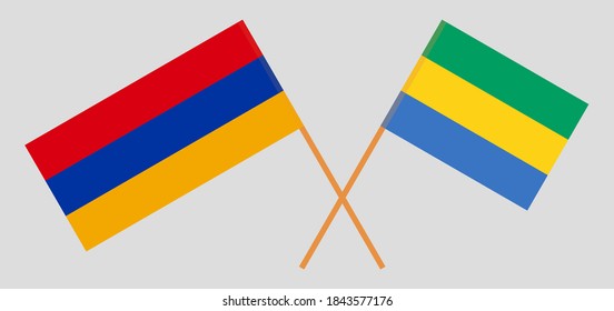 Crossed flags of Gabon and Armenia