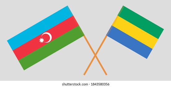Banderas cruzadas de Gabón y Azerbaiyán