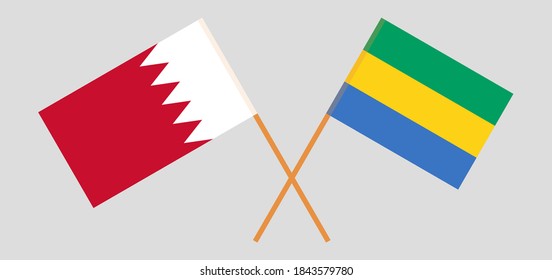 Crossed flags of Gabon and Bahamas