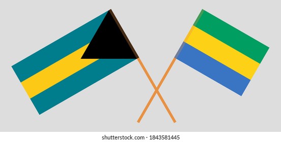 Crossed flags of Gabon and Bahamas