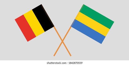 Banderas cruzadas de Gabón y Bélgica