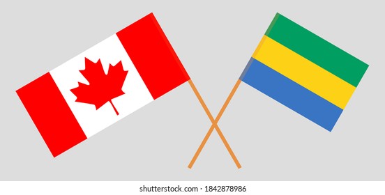 Crossed flags of Gabon and Canada