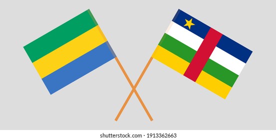 Crossed flags of Gabon and Central African Republic