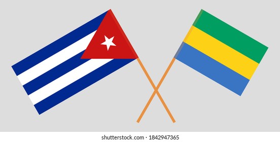 Crossed flags of Gabon and Cuba