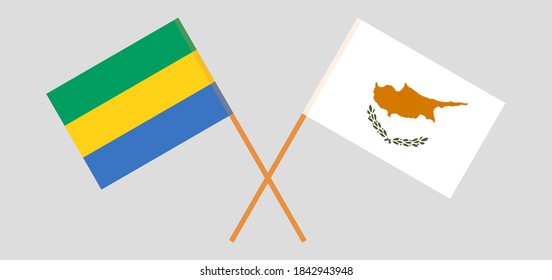 Crossed flags of Gabon and Cyprus