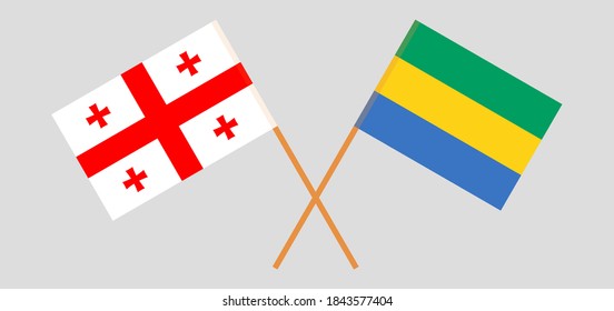 Crossed flags of Gabon and Georgia