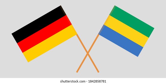 Crossed flags of Gabon and Germany
