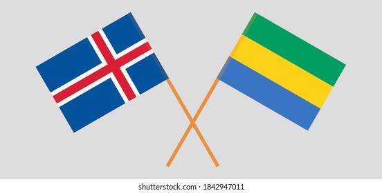 Banderas cruzadas de Gabón e Islandia