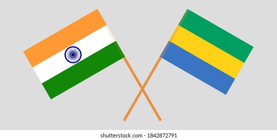 Crossed flags of Gabon and India