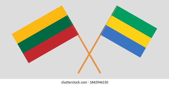 Crossed flags of Gabon and Lithuania