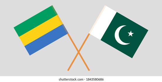 Crossed flags of Gabon and Pakistan