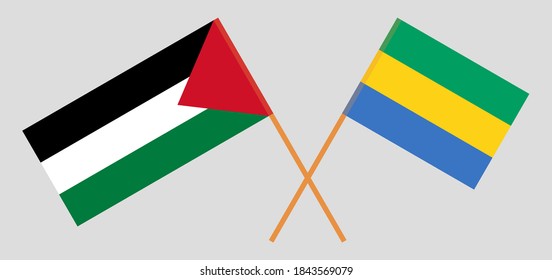 Banderas cruzadas de Gabón y Palestina