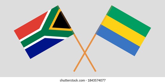 Crossed flags of Gabon and Republic of South Africa