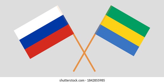Banderas cruzadas de Gabón y Rusia