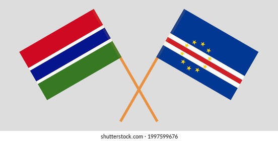 Crossed flags of the Gambia and Cape Verde. Official colors. Correct proportion