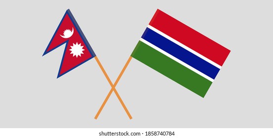 Crossed flags of the Gambia and Nepal